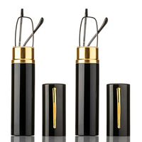 Newbee Fashion -"Pocket" Readers Ultra Compact Spring Temple Reading Glasses w/Portable Pocket Clip Aluminum Case 2 Pack