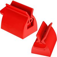 2 Pieces Toothpaste Squeezer Set Plastic Rotate Toothpaste Dispenser Rolling Tube Toothpaste Squeezer Toothpaste Seat Holder for Bathroom Accessories Toothpaste Cream Paint Squeezer, 2 Sizes (Red)
