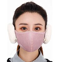 Dinfoger Detachable 2-in-one Men Women Winter Warm Mask Earmuffs Thickening Riding Masks with Red Bean Paste