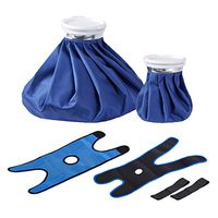 Bitomic No Leak Ice Bags for Injuries w/Elastic Straps for Knee, Neck, Head | Muscle Pain Relief: Reusable Ice Pack for Cold Compress | 6set: 2 Flexible Hot and Cold Packs for Therapy 6"&11"