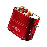Hot Dog and Bun Toaster, With Mini Tongs, Works With Chicken, Turkey, Veggie Sausages and Brats, Pack of 1, Retro Red (Limited Edition)