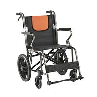 Xue Yang Shop Portable Aluminum Alloy Lightweight Transport Wheelchair, Foldable Backrest Pedal,Adjustable Seat Belt and Hand Brakes Lightweight Transport Chair 17.7-Inch Seat