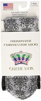 Celeste Stein Therapeutic Compression Socks, Grey Damask, 8-15 mmHg, Mild, 0.6 Ounces