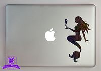 Overly Attached Decals Mermaid with Seahorse Specialty Vinyl Decal Sized to Fit A 11" Laptop - Galaxy Metal Flake