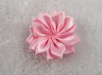 30pcs Double Satin Flowers Appliques Craft Wedding Party Sewing Decoration Upick (Pink)