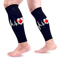 Canada Heartbeat Flag Calf Compression Sleeves for Men & Women Long Compression Leg Sleeves for Running Traveling 1 Pair