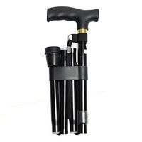 Old Man Folding Walking Stick Lightweight Cane Anti-Slip Aluminum Alloy Walking Aid Crutch Stretching Triangular Footpad Climbing Crutch 79-89CM (Color : Black)