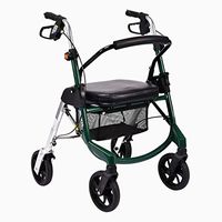 Rolling Walkers Shopping Cart Old Man Trolley Four-Wheeled Walker Can Take A Folding Wheelchair Household Grocery Shopping Cart Gift Can Bear 100 Kg (Color : Green, Size : 655780-92cm)