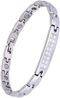 Sparkling Womens Magnetic Therapy Anklet Arthritis Pain Relief & Inflammation Reduction for Feet and Ankles (Titanium w/Crystals, Silver)