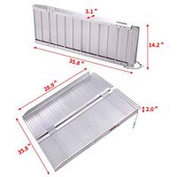 3' Aluminum Folding Wheels Slope Handicap Wheelchair Ramp Mobility Portable Barrier Suitcase Threshold Non-Slip