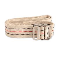 Cotton Gait Belt with Classic Metal Buckle, 60", White with Blue/red Stripes