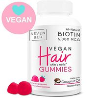 Hair Vitamins for Faster Hair Growth | VEGAN All Natural | with Coconut Oil | Extra Strength Biotin 5000 mcg - Hair Skin and Nails Vitamins for Women - Sugar Bear Hair Growth Supplements - Made in USA