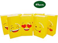 Small Gift Bags Paper Bags with Stickers Treat Bags Party Favor Bags Bulk Emoji Bags 48pcs