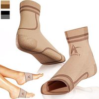 Plantar Fasciitis Socks + Arch Support Compression Sleeves for 24/7 Comfort & Pain Relief of Achy Feet, Heel & PF - Better Than Night Splint Brace - for Men & Women (Nude, S/M)