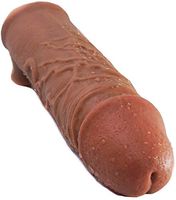 Amalgo 2020 New Brown 11.2 Inch Realistic Hot Penies S-Leeve Ring for Men Reusable Strentch Length Can Be 15 Inch Realistico Extender Enlargement Sheath