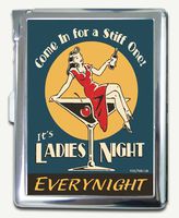 Vintage Retro Tin Sign Ladies Night Cigarette Case Lighter Wallet Card Holder