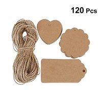 SUPVOX 120pcs Kraft Paper Gift Tags Party Favors Tags Rectangle Wave Circle and Heart Shape Gift Name Tag Blank Cards for Wedding Party Favors