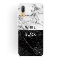 JUNXI Phone case Phone Cover Black and White Text Matte Semi-Transparent TPU Marble Phone Case for Huawei P20 Lite Fasnion