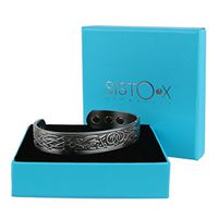 SISTO-X Chunky Copper Magnetic Cuff Bracelet/Bangle Pewter Finish Viking Design by Sisto-X® 6 Magnets Natural Ndfeb Medium (160-190Mm)