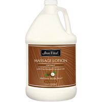 Bon Vital' Coconut Massage Lotion Made with 100% Pure Fractionated Coconut Oil, Lightweight Massage Lotion, Provides a More Relaxing Massage, with Intense Skin Hydrating and Moisturizing, 1 Gal Bottle