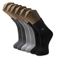 Diabetic Socks for Men 6 Pairs Extra Wide Non-Binding Crew Copper Black Gray Dark Gray