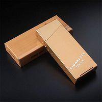 WLBHQ Stainless Steel Cigarette Case Ladies Long Portable Ultra-Thin Cigarette Case One-Button Opening for 20 Fine Cigarettes,Gold