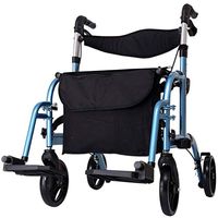 ECHOV Walking Mobility Aid Lightweight Folding Walker, with 4-Wheeled Walking Bicycle, Elderly Shopping Cart, Disabled Walker with Seat (Color : Blue, Size : 85-97cm)