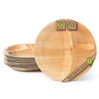 Naturally Chic Compostable Biodegradable Plates - Palm Leaf 10 Inch, 3 Compartment Disposable Plate Set - Eco Friendly - Party, Wedding, Event Plates (25 Pack)