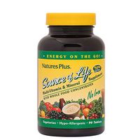 NaturesPlus Source of Life No Iron Tablets - 90 Vegetarian Tablets - Whole Food Multivitamin & Mineral Supplement, Energy & Immunity Booster- Gluten-Free - 30 Servings