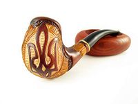 NEW Tobacco Smoking Pipe"TRIDENT" Pear Root Wood Pipe, Hand Carved + POUCH GIFT !