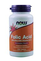 NOW Foods Folic Acid 800 mcg Tabs, 2 pk