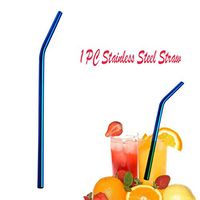 Weite Reusable Stainless Steel Straw, Colorful Eco-Friendly Straight Straws, 8.5" Length 0.24" Diameter Metal Smoothie Straw for Bubble Tea, Juice, Thick Milkshakes (Blue)