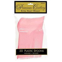amscan Premium New Pink Plastic Spoons, 20 Ct.