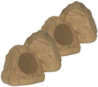 Theater Solutions 4R6S Outdoor Sandstone 6.5" Rock 4 Speaker Set for Deck Pool Spa Yard Garden
