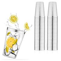 Silver Plastic Cups - 12 oz 50 Silver Cups Exquisite Silver Rimmed Plastic Cups Disposable Wedding Cups Elegant Party Cups Ideal Fancy Disposable Cups for Weddings Cocktail Bridal Shower or Birthday