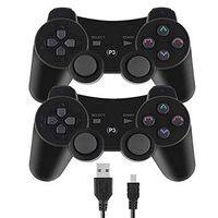Molgegk 2 Packs Wireless Bluetooth Controller for PS3 Playstation 3 Double Shock - Bundled with USB Charge Cord (Black and Black)