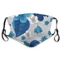NiYoung Fashion Face Covers Earloop Half Face Mouth Cover for Pollen Smog Cleaning, Women Men Kids - Healthy (Blue Flowers Traditional Art Mouth Cover)