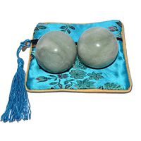 OHAYA 2" Marble Dark Green Baoding Balls Chinese Health Exercise Massage Balls Stress Relieve Hand Exercise (with Blue Bag)