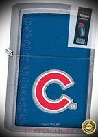 29116 MLB Chicago Cubs Street Chrome Windproof Flint Lighter with Flint Pack - Premium Lighter Fluid (Comes Unfilled) - Made in USA!