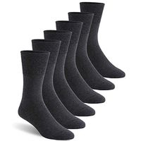 Non-Binding Diabetic Socks, Feelwe Women's Wide Diabetic Socks Cotton Diabetic Socks Cushioned Ankle Socks Extra-Wide Diabetic Socks Mens 10-13 with Seamless Toe 6 Pairs Dark Grey L