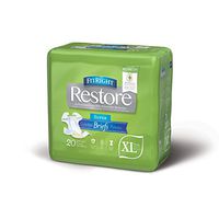 FitRight Restore Adult Briefs with Tabs, Maximum Absorbency, X-Large, 57"-66", For Adult Incontinence, Comfort and Skin Health, 4 packs of 20 (80 total)