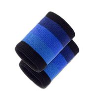 Vaeiner Men's Sports Sweat Wristbands, Unisex Sports Wrist Guard Combed Cotton Gradient Colored Stripes Wristband Brace