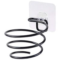 LOSYU Seamless Stickers Minimalist Hair Dryer Holders, Creative Antirust Iron Shelf, Ultra-Light Hair Dryer Rack, Wall Mount Punch-Free for Bathroom 2 Color (Color : Black)