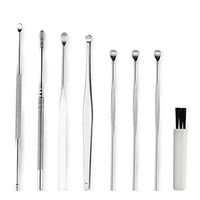 SMGPYYLQX Durable Portable Ear Pick Spoon Set, 7Pcs Ear Wax Removal Kit Stainless Steel Ear Pick Spoon Ear Wax Removal Cleaner