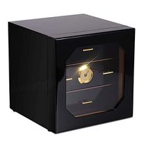 JUFU Cigar Box Cigar Box - Cigar Humidors Transparent Skylights Large-Capacity Three-Layer Piano Painted Alcoholic Cedar Wood Moisturizing Cabinet Humidors Cigar Cabinet Cigar Cases @@ (Color : A)