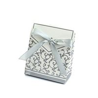 Wedding Candy Treat Boxes Gift Boxes with Ribbon for Wedding Party Birthday Baby Shower Decoration Silver 50Pcs
