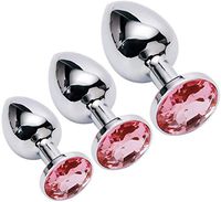 Fulan 3PC Stainless Steel Trainer Kit-Jewelry Bûtt Pl'ugs Beads Massage Toys Jeweled Back Massage Toys Pink