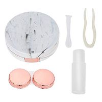 Contact Lens Case, Soaking Lenses Case Portable Plastic Marble Pattern Eye Care Kit Container(Pink)