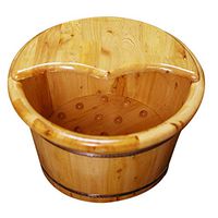 JTYX Wooden Foot Basin with Lid Round Massage Foot Bath Barrel Solid Wood Comes,Color1,26X41CM