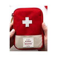 Huifu 2PCS Portable Outdoor Travel First Aid kit Medicine Bag Home Small Emergency Survival Pill Case Small Travel Bags Embroidery Red,Blue (Red, L)